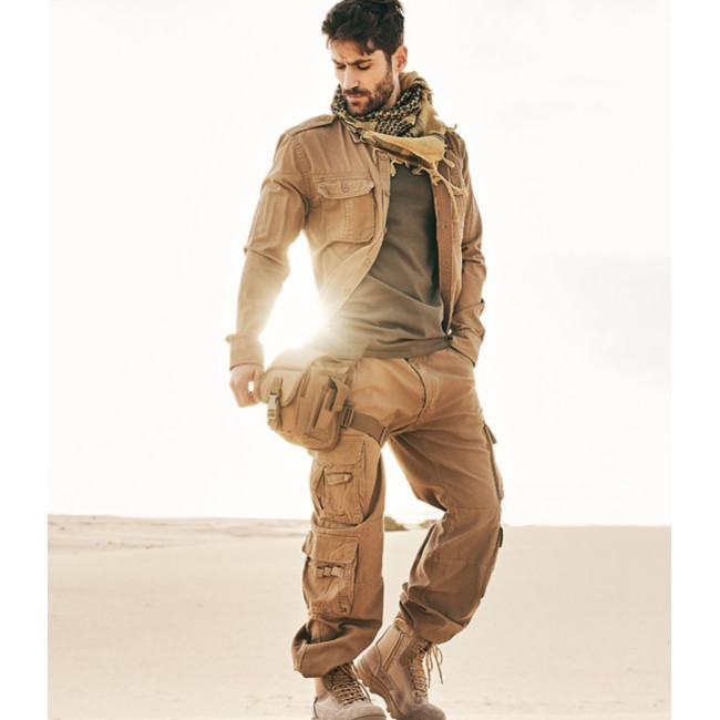 Chemise Vintage Longsleeve Military Style Camel - Brandit