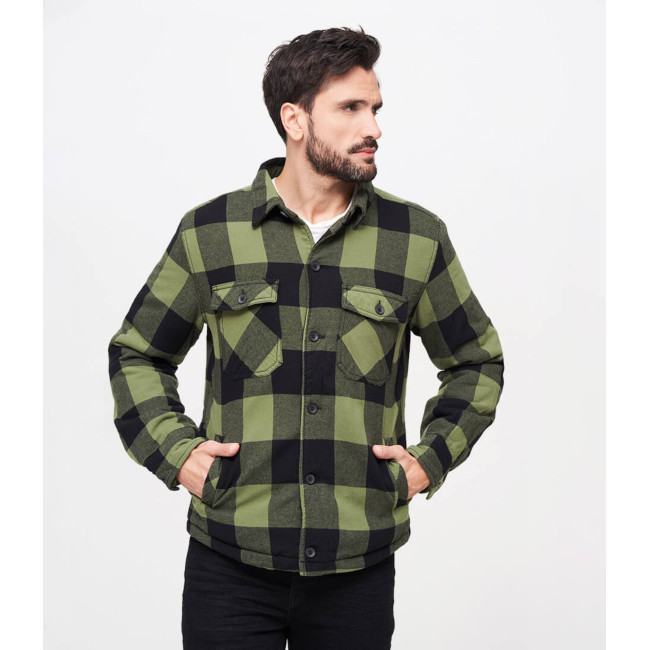 Veste en flanelle matelassée noir/olive - Brandit