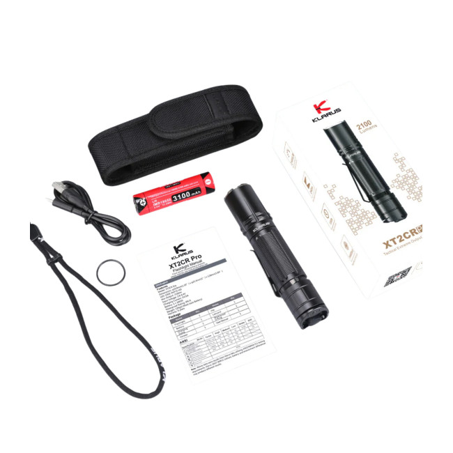 Aufladbare taktische LED-Taschenlampe XT2CR PRO - 2100 Lumen - KLARUS