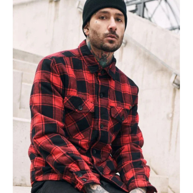 Veste en flanelle matelassée rouge/noir - Brandit