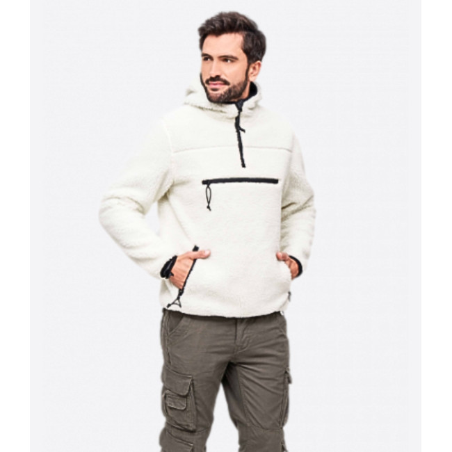 Sweat capuche zip polaire blanc - Brandit