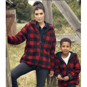 Veste femme polaire à capuche rouge/noir - Brandit