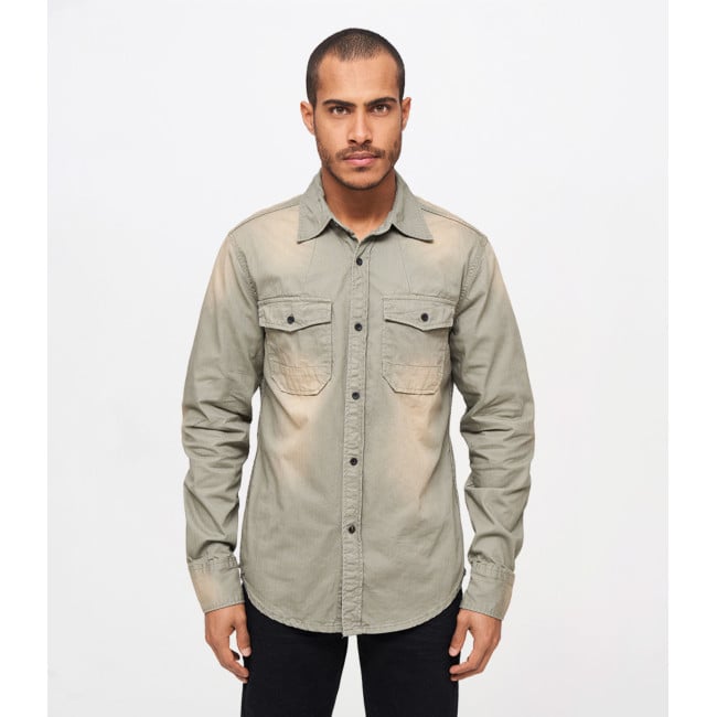 Chemise Denim Hardee Vintage Verte olive gris- Brandit