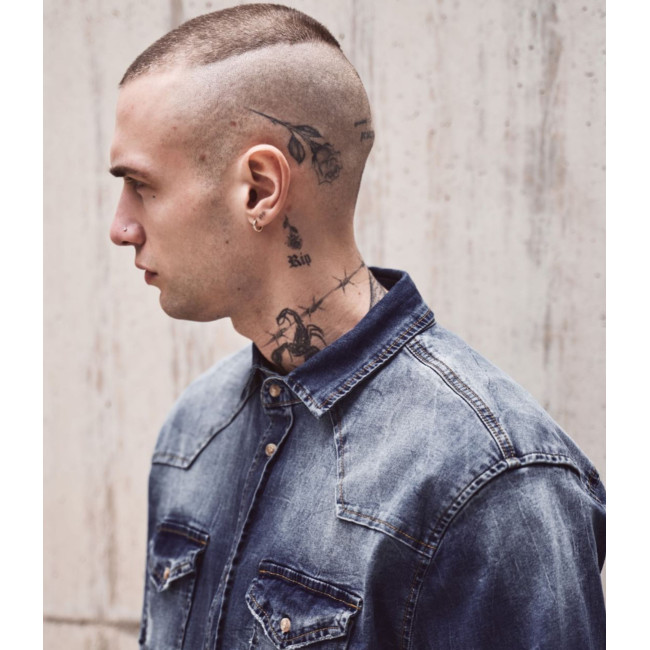 Chemise Jean Vintage Riley Denim effet froissé bleue - Brandit