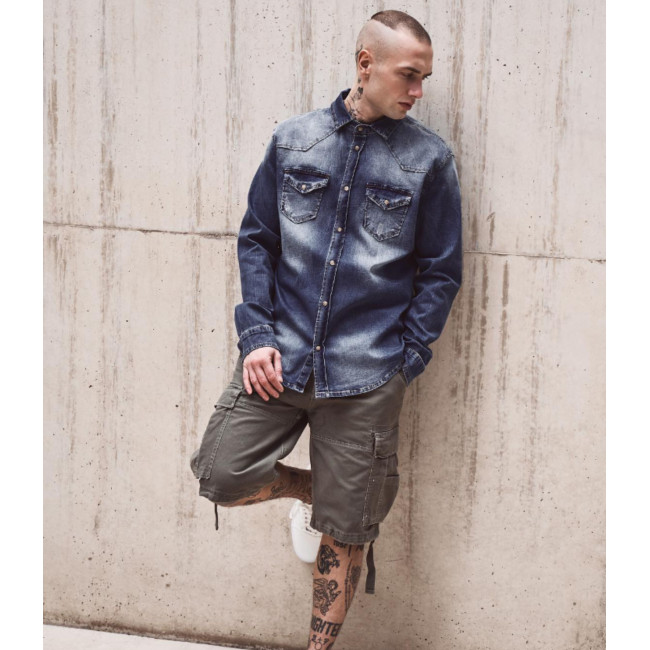 Vintage Riley Denim Overhemd met gekreukt effect blauw - Brandit