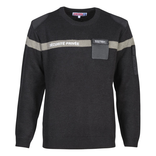 Maglione con striscia grigia Sicurezza Privata - Nero - CityGuard