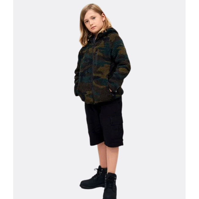 Kinder Fleecejacke mit Kapuze woodland - Brandit