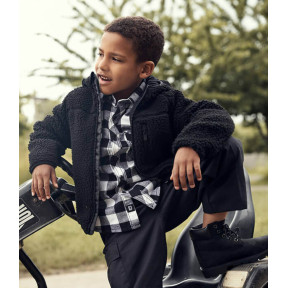 Veste polaire enfant à capuche noir - Brandit