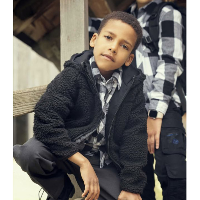 Kinder fleece vest met capuchon zwart - Brandit