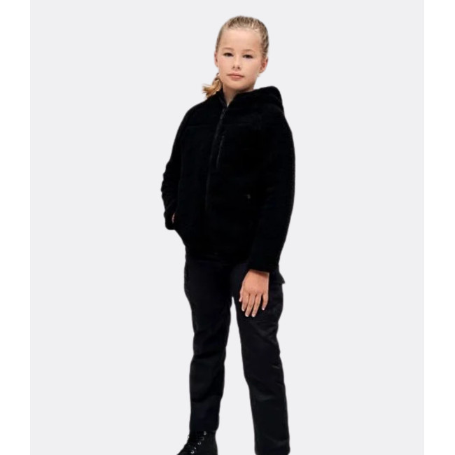 Kinder Fleecejacke mit Kapuze schwarz - Brandit