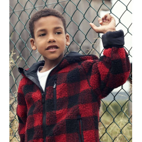 Veste polaire enfant à capuche rouge/noir - Brandit