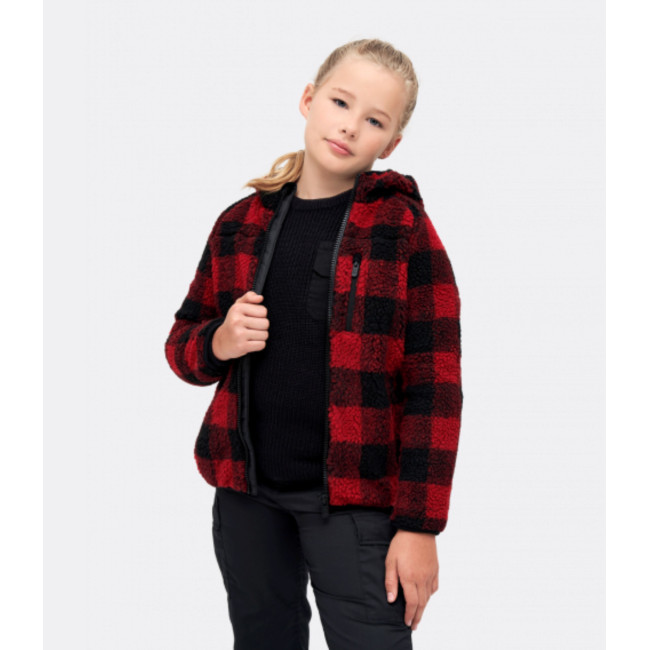 Veste polaire enfant à capuche rouge/noir - Brandit