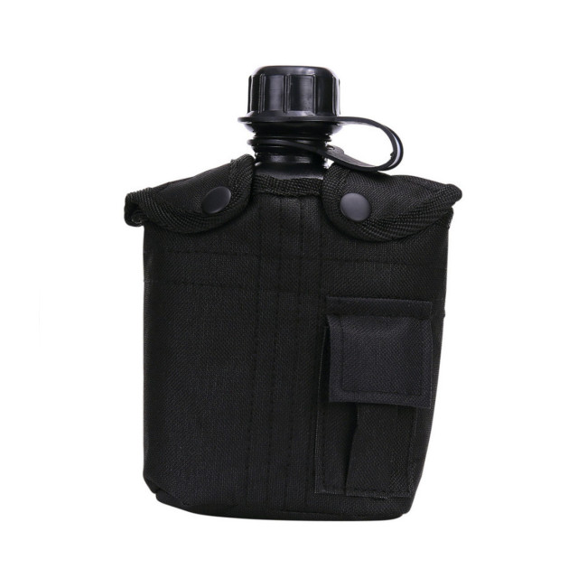 Plastic veldfles 1L met hoes - Zwart - Fosco Industries
