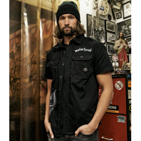 Chemise vintage motorhead noir manches 1/2 - Brandit