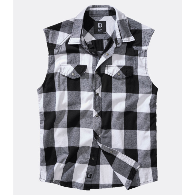 Chemise à carreaux sans manches blanc/noir - Brandit