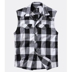 Chemise à carreaux sans manches blanc/noir - Brandit