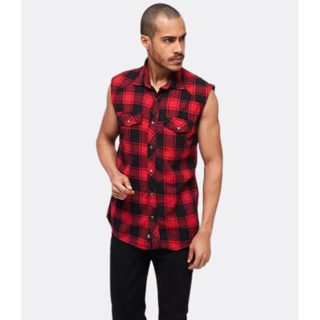 Chemise à carreaux sans manches rouge/noir - Brandit