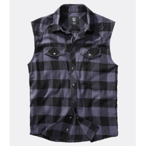 Chemise à carreaux sans manches noir/gris - Brandit