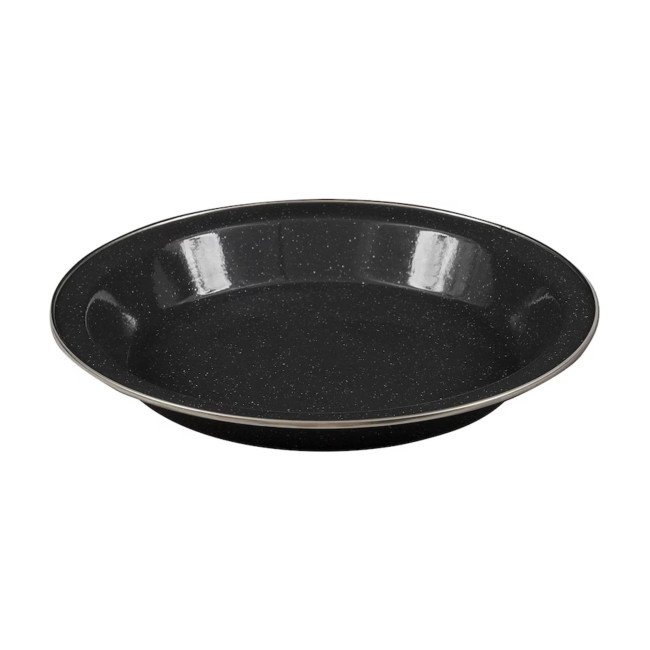 Płaski talerz 25 cm emaliowany - Czarny - Highlander