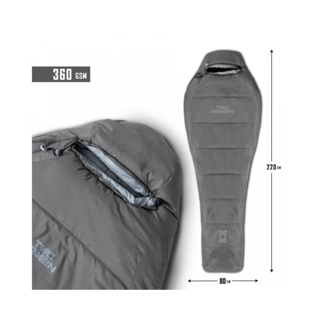 Śpiwór Mummy 360gr - Szary Popielaty - Tac Maven