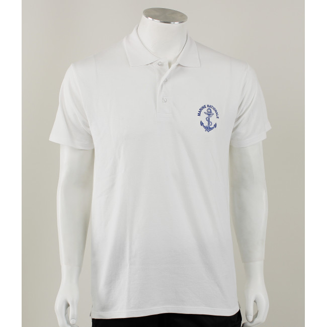 Weißes Poloshirt mit Marine Nationale Aufdruck in Marineblau - Patrol Equipement
