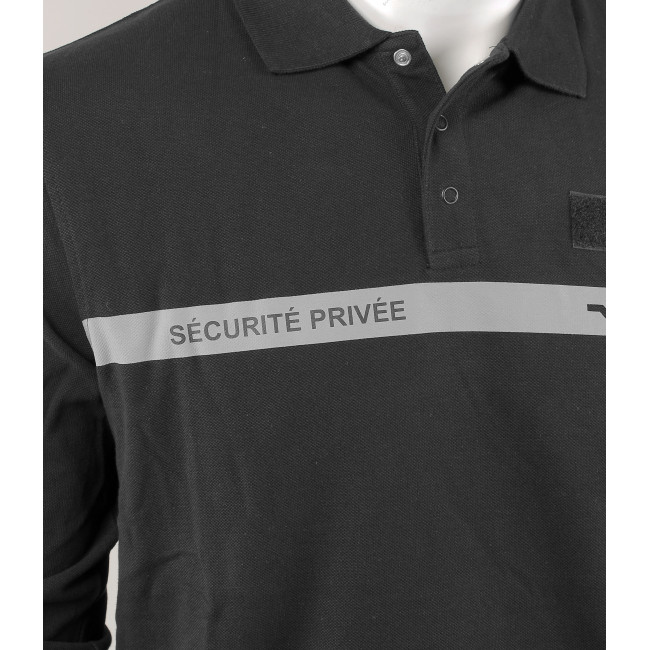 Polo manches longues Sécurité Privée Noir - Safetek by GK