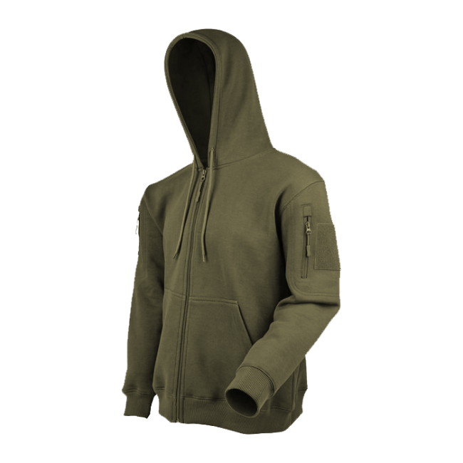 Sweat à capuche zip kaki - Ares