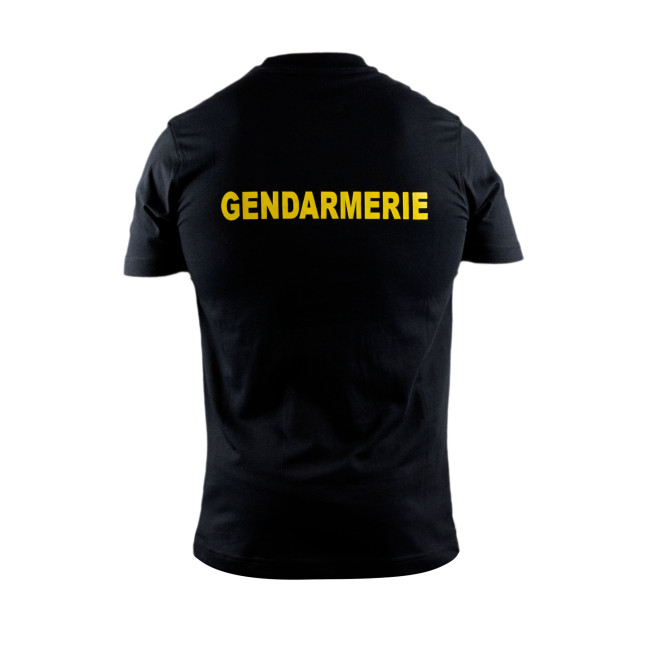 Zeefdruk T-shirt GENDARMERIE Geel (hart+rug) - Zwart - GK