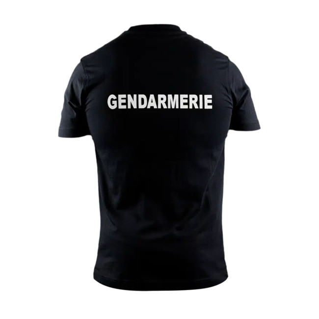 Tee-shirt sérigraphié GENDARMERIE Blanc (cœur+dos) - Noir - GK