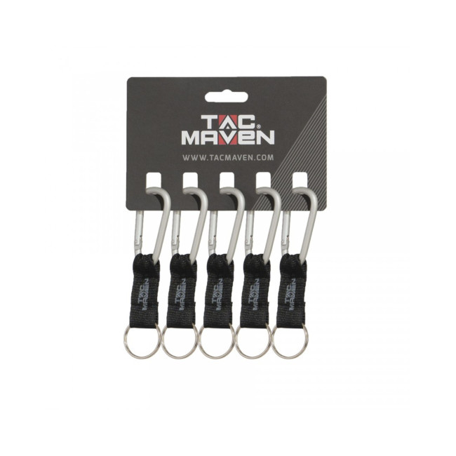 Lot de 5 mousquetons avec porte-clé 6mm - Argent - Tac Maven