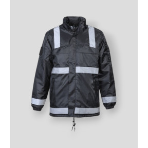 Fleece-gefütterter Windbreaker mit reflektierenden Streifen - Schwarz - CityGuard