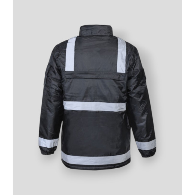 Fleece-gefütterter Windbreaker mit reflektierenden Streifen - Schwarz - CityGuard