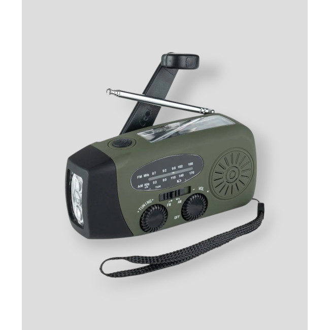 Radio awaryjne z dynamem - Olive Green - Fosco Industries