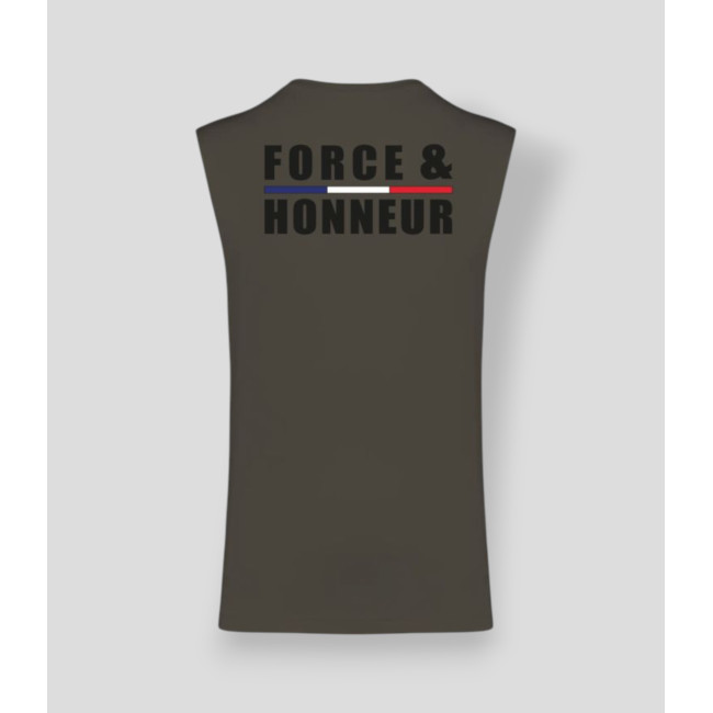 T-shirt senza maniche Force & Honneur Bordato Dark kaki - Summit Outdoor Lifestyle