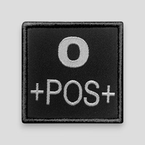 Gestickter Blutgruppen-Patch O+ auf Stoff - Schwarz - A10 Equipment