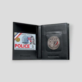 Porta carte orizzontale in pelle a 3 scomparti - Nero - GK