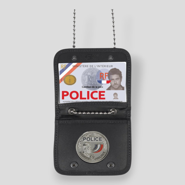 Porte-carte de cou FDO avec emplacement médaille - Noir - GK
