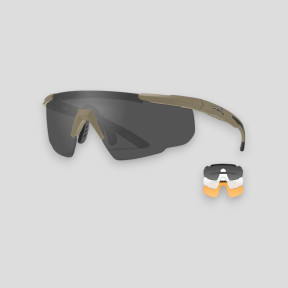 Lunettes de protection balistique Saber Advanced (kit 3 écrans Fumé/Incolore/Orange) - Tan - Wiley X