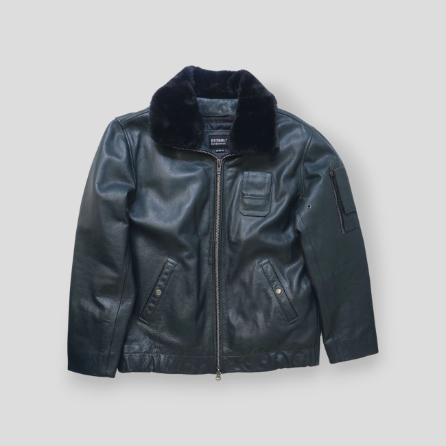 Piloten-Lederjacke Blau - Patrol Equipement