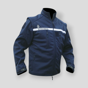 Casaco Softshell Gendarmerie 3 camadas Azul Marinho com mangas removíveis - Patrol Equipement