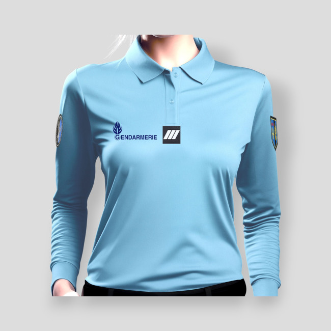 Polo bleu manches longues Gendarmerie Femme -Patrol Equipement Polo bleu manches longues Gendarmerie Femme -Patrol Equipement