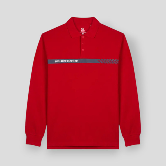 Safetek Fire Safety Long Sleeve Polo - Red - GK Safetek Fire Safety Long Sleeve Polo - Red - GK