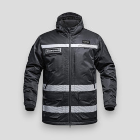 Parka Hardshell con patta Sicurezza Privata e strisce HV WF 150 Sécu-One - Nero - A10 Equipment