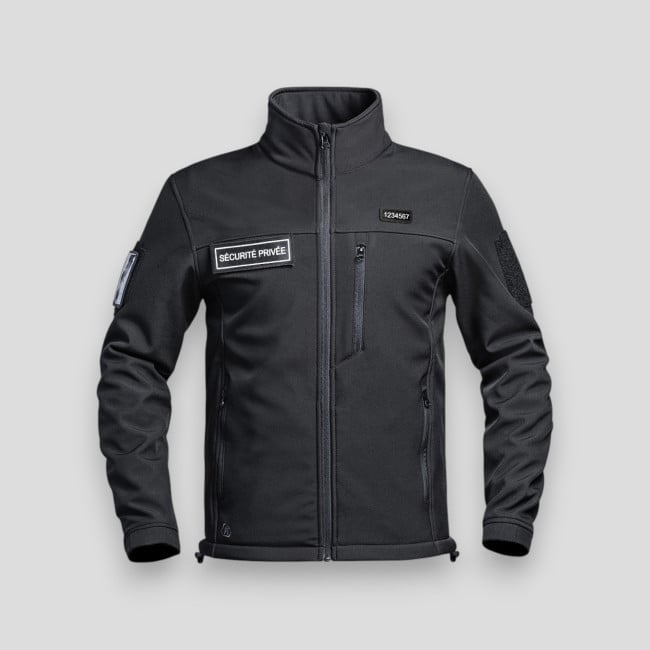 Softshell jacket with flap Private Security Sécu-One - Black - A10 Equipment