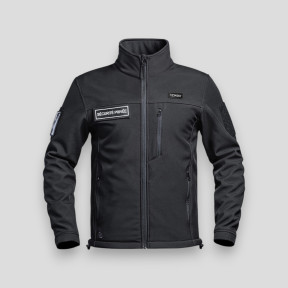 Softshell-Jacke mit Klett Private Sicherheit Sécu-One - Schwarz - A10 Equipment