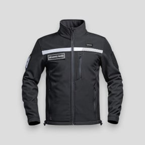 Chaqueta softshell con cinta HV y solapa Seguridad Privada Sécu-One - Negro - A10 Equipment