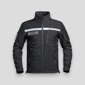 Softshell-Jacke mit Warnstreifen und Klett Private Sicherheit Sécu-One - Schwarz - A10 Equipment