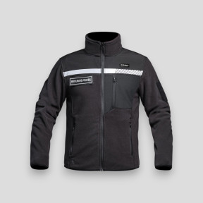 Private Security fleece jacket with HV tape Sécu-One - Black - A10 Equipment