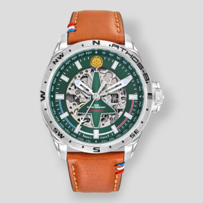 ATHOS 8 Uhr mit Lederarmband und grünem Zifferblatt - Patrouille de France