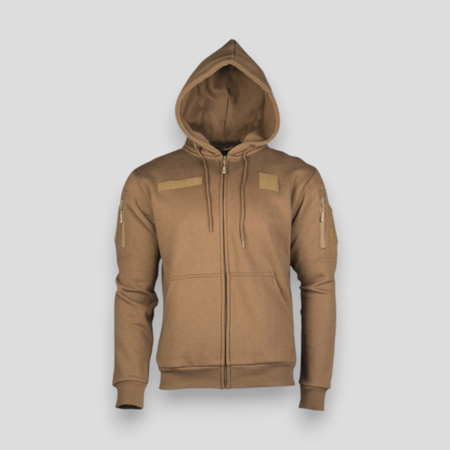 Felpa tattica con cappuccio e zip dark coyote - Miltec